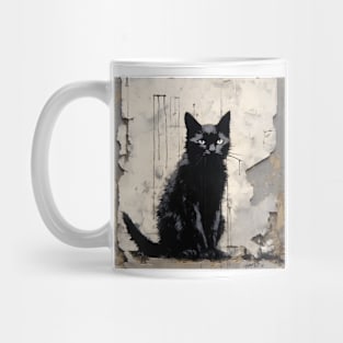 Black Cat in the Wall  Unique Art for Cat Lovers Mug